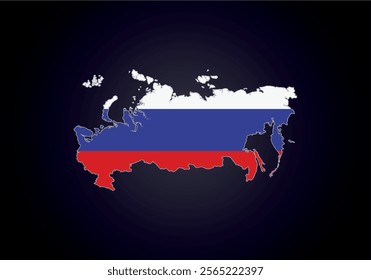 Russia flag and map vector.