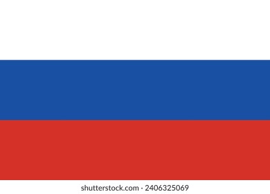 Russia flag. The official ratio. Flag icon. Standard color. Standard size. A rectangular flag. Computer illustration. Digital illustration. Vector illustration.