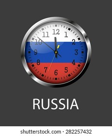 Russia flag on clock face - vector icon