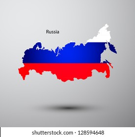 Russia Flag On Map Of Country