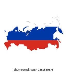 Russia flag on map of country,  eps vector 