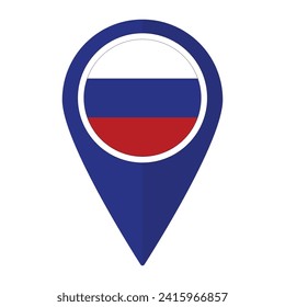 Russia flag on map pinpoint icon isolated. Flag of Russia