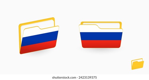Russia flag on two type of folder icon. Vector illustration.