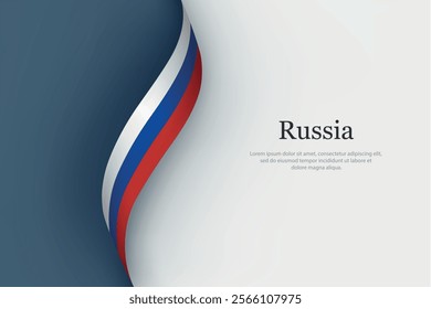 Russia flag on Waving ribbon. Template for independence day