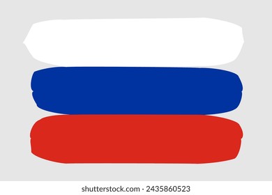 Bandera de Rusia - ilustración vectorial de diseño pintado. Estilo de pincel vectorial