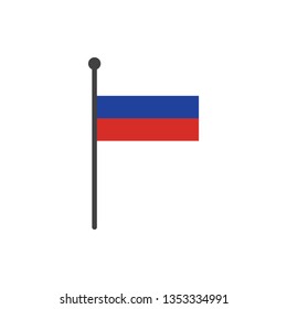 russia flag with pole icon vector isolated on white background