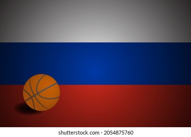 Russia flag with realistic basketball ball, vector