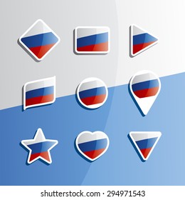 Russia flag ribbon icons set