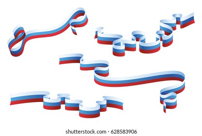 Russia flag ribbons collection. Vector illustration