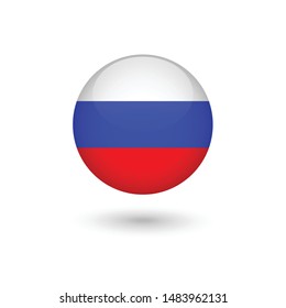 Russia flag - round glossy button, Vector image and icon