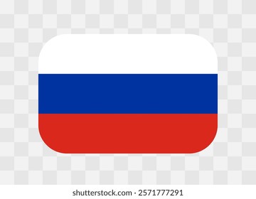 Russia flag - rounded rectangle colorful flag representing a country cultural identity and heritage. The essence of national pride and unity. Vector flag on transparent background.