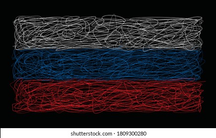 Russia Flag in scribble sketch.vector illustration,Eps10.