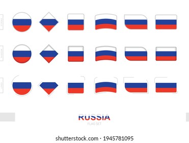 Russia flag set, simple flags of Russia with three different effects. Vector illustration.
