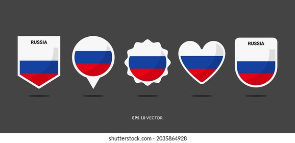 Russia Flag Set Vector Illustration. Good Used for Sticker, Logo, Icon, Clipart, Etc - EPS 10 Vector