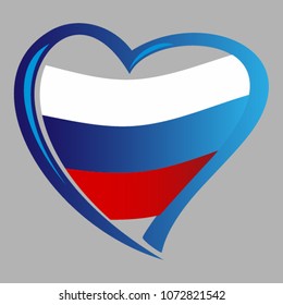 Russia flag  in shape of heart
