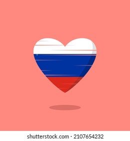 Russia flag shaped love illustration. Floating flag love icon. Nationality concept.