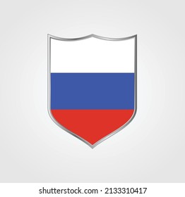 Russia Flag with Shield Frame