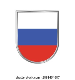 Russia flag with silver frame vector design