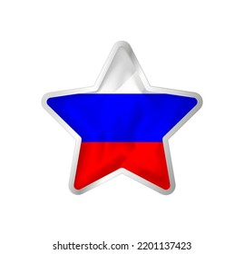 Russia flag in star. Button star and flag template. Easy editing and vector in groups. National flag vector illustration on white background.