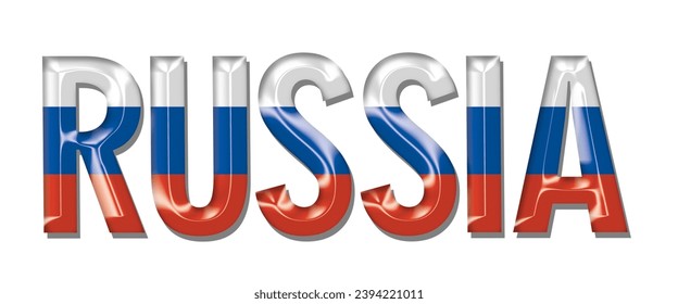Schriftart der russischen Flagge, 3D-RUSSLAND-Fahne, bunter Hintergrund, Russland-Flagge, Vektorgrafik
