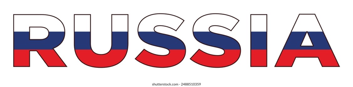 RUSSIA flag text font typography.