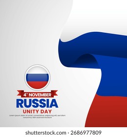 Russland Flagge für Einheit Tag quadratischen Banner Hintergrund mit realistischen Flagge