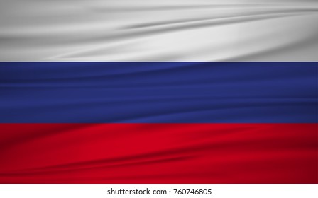 Russia flag vector. Vector flag of Russia blowig in the wind. EPS 10.