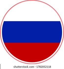 russia flag vector in circle and rounded shape with colors.