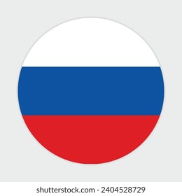 Diseño de iconos vectoriales de la bandera rusa. Bandera del círculo ruso. Bandera de la ronda de Rusia.
