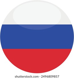 Russia flag vector icon. Glossy round icon with flag of the Russia on white background