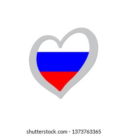 Russia flag vector icon inside of heart symbol 