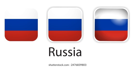 Russland Flagge Vektor-Symbole in der Form von abgerundeten Quadrat gesetzt