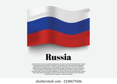 Russia flag waving form on gray background. Vector illustration.