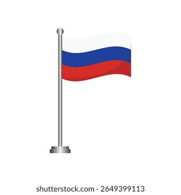 Russia Flag Waving on Flagpole Vector