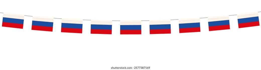 Russia flags garland on white background. Design concept for nation hollydays, festival, carnival, ets.