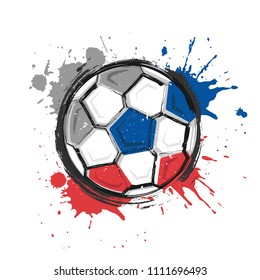 Russia football team symbol . Realistic watercolor art paint with stained splash color . Flat design . Vector for international world championship tournament cup 2018 .