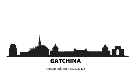 Russia, Gatchina city skyline isolated vector illustration. Russia, Gatchina travel black cityscape