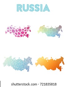 Russia geometric polygonal, mosaic style maps collection. Modern design for your infographics or presentation.