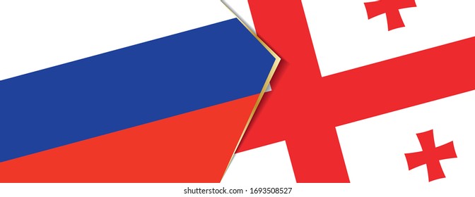 Russia and Georgia flags, two vector flags symbol of relationship or confrontation.