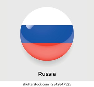 Rusia lustroso bandera nacional burbuja forma redonda icono ilustración vectorial vidrio