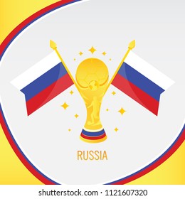 Russia Gold Football Trophy / Cup and Flag