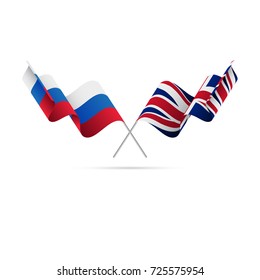 Russia and Great Britain flags. Vector illustration.