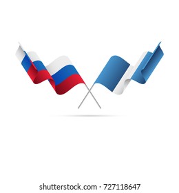 Russia and Guatemala flags. Vector illustration.