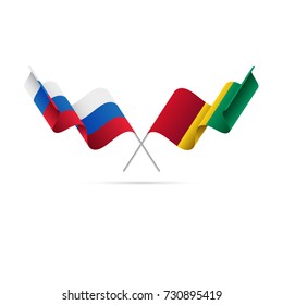 Russia and Guinea flags. Vector illustration.