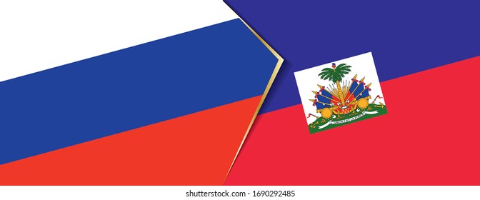 Russia and Haiti flags, two vector flags symbol of relationship or confrontation.