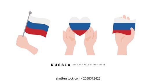 [Russia] Hand and national flag icon vector illustration