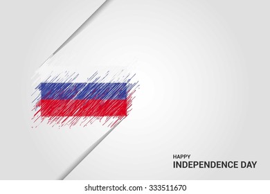 Russia Happy independence day scribble flag. Hand drawn Country flag on Gray crumbled paper. vintage background wallpaper vector illustration.