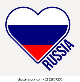 Russia heart flag badge. Made with Love from Russia logo. Flag of the country heart shape. Vector illustration.