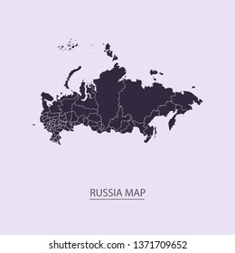 Russia - High detailed map violet outline map with caption on violet background.Abstract design vector illustration eps 10.