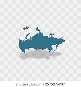 Russia high detailed vector representation of country silhouette. 3D map on transparent background with dropped shadow. For educational, decorative, or informational use.